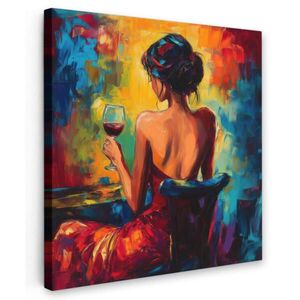 MuchoWow OBRAZ NA PLÁTNE Víno - Žena - Atmosférické - Farebné 20x20 cm vyobraziť