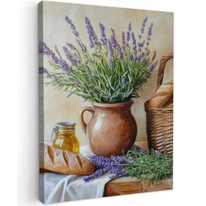 MuchoWow OBRAZ NA PLÁTNE Levanduľa - Chlieb - Zátišie 30x40 cm vyobraziť