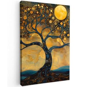 MuchoWow OBRAZ NA PLÁTNE Strom - Mesiac - Kvety - Zlato - Umenie 80x120 cm vyobraziť