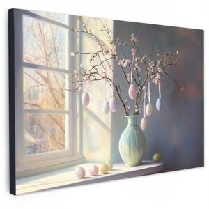 MuchoWow OBRAZ NA PLÁTNE Zátišie - Váza - Veľkonočná vetva 60x40 cm vyobraziť