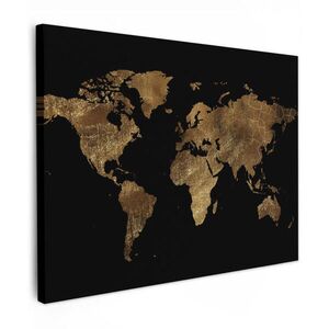 MuchoWow OBRAZ NA PLÁTNE Mapa sveta - Zlato - Luxus - Zem - Čierna 80x60 cm vyobraziť