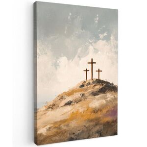 MuchoWow OBRAZ NA PLÁTNE Kopce - Abstrakt - Kresťanstvo - Kríž 60x90 cm vyobraziť