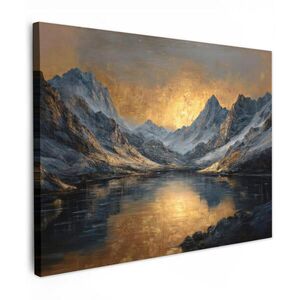 MuchoWow OBRAZ NA PLÁTNE Horská scenéria so zlatým západom slnka 40x30 cm vyobraziť