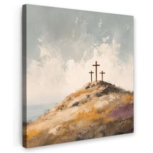 MuchoWow OBRAZ NA PLÁTNE Kopce - Abstrakt - Kresťanstvo - Kríž 50x50 cm vyobraziť