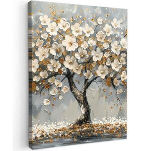 MuchoWow OBRAZ NA PLÁTNE Strom - Kvety - Biela - Príroda - Umenie 30x40 cm vyobraziť