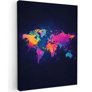MuchoWow OBRAZ NA PLÁTNE Mapa sveta - Farebné - Graffiti 60x80 cm vyobraziť