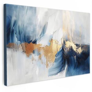 MuchoWow OBRAZ NA PLÁTNE Zlatá - modrá - akvarel - umenie - moderné 120x80 cm vyobraziť
