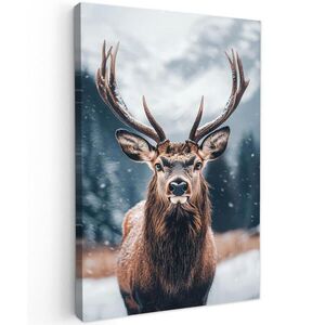 MuchoWow OBRAZ NA PLÁTNE Jeleň - Zvieratá - Krajina - Zima - Sneh 60x90 cm vyobraziť