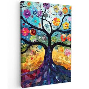 MuchoWow OBRAZ NA PLÁTNE Umenie - Strom života - Kvety - Hippie 40x60 cm vyobraziť