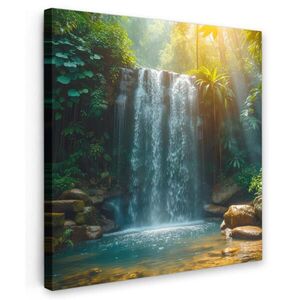 MuchoWow OBRAZ NA PLÁTNE Vodopád - Džungľa - Slnko - Zelená - Príroda 50x50 cm vyobraziť