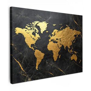 MuchoWow OBRAZ NA PLÁTNE Mapa sveta - Zlato - Mramor 80x60 cm vyobraziť