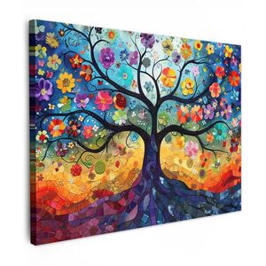 MuchoWow OBRAZ NA PLÁTNE Umenie - Strom života - Kvety - Hippie 80x60 cm vyobraziť