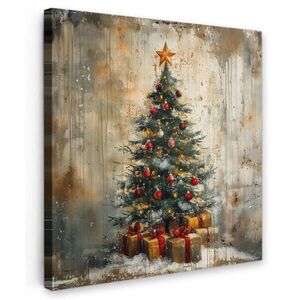 MuchoWow OBRAZ NA PLÁTNE Vianočný stromček - Vintage - Vianoce - Darček 50x50 cm vyobraziť