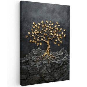 MuchoWow OBRAZ NA PLÁTNE Listy - zlato - strom - skala 40x60 cm vyobraziť
