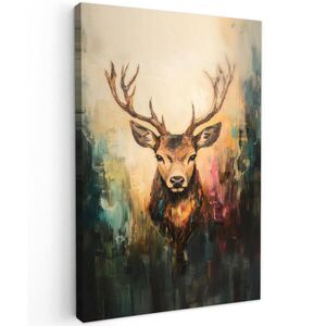 MuchoWow OBRAZ NA PLÁTNE Jeleň - maľovaný - parohy - hnedé 60x90 cm vyobraziť