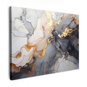 MuchoWow OBRAZ NA PLÁTNE Mramor - čierna - zlatá - biela 80x60 cm vyobraziť