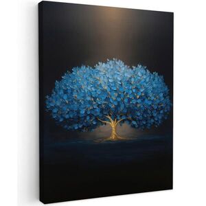 MuchoWow OBRAZ NA PLÁTNE Strom - modrá - listy - ťahy štetcom 60x80 cm vyobraziť