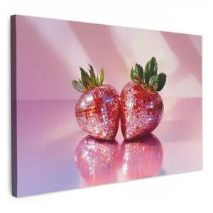 MuchoWow OBRAZ NA PLÁTNE Disco - Ovocie - Trblietky - Jahoda 60x40 cm vyobraziť