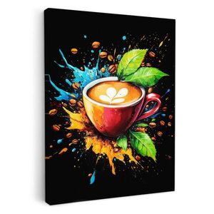 MuchoWow OBRAZ NA PLÁTNE Káva - Graffiti - Pitie - Abstraktné 30x40 cm vyobraziť