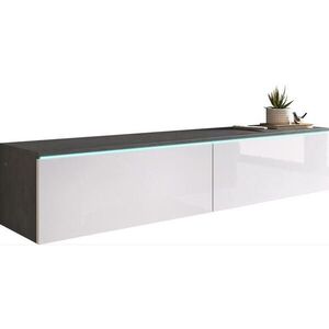 P & B Nízka komoda s LED, antracitová, biela s vysokým leskom, 140/30/33 cm vyobraziť