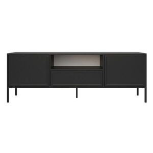 Selsey TV stolík s 2 dvierkami, zásuvkou a nikou, Čierna, 160cm vyobraziť