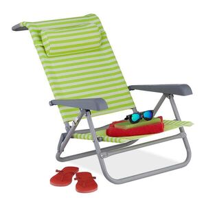Relaxdays LEHÁTKO zelené biele pruhované skladacie vyobraziť