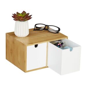 Relaxdays ORGANIZÉR Biely 2 zásuvky bambus MDF vyobraziť