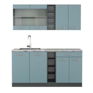 Vicco JEDNOLÔŽKOVÁ KUCHYŇA R-Line Modrošedá/antracitová 160 cm , AP Marble vyobraziť