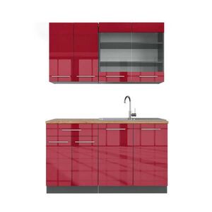 Vicco JEDNOLÔŽKOVÁ KUCHYŇA Fame-Line Bordeaux vysoký lesk/antracit 140 cm , AP Oak vyobraziť