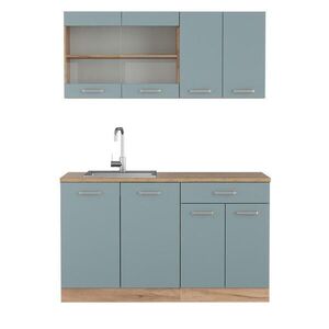 Vicco JEDNOLÔŽKOVÁ KUCHYŇA R-Line Modrošedý/zlatý dub 140 cm , AP Oak vyobraziť