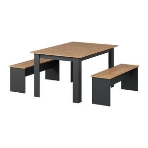 Vicco SÚPRAVA JEDÁLENSKÉHO STOLA Sentio Antracit/zlatý dub 137.6 x 92.8 cm s 2 lavičkami vyobraziť