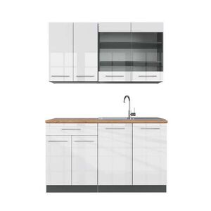 Vicco JEDNOLÔŽKOVÁ KUCHYŇA Fame-Line Biely vysoký lesk/antracit 140 cm , AP Oak vyobraziť