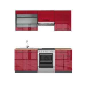 Vicco KUCHYNSKÝ KÚT Fame-Line Bordeaux vysoký lesk/antracit 200 cm , AP Oak vyobraziť