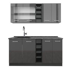 Vicco JEDNOLÔŽKOVÁ KUCHYŇA R-Line Antracitový vysoký lesk/antracit 160 cm , AP Antracit vyobraziť