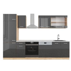 Vicco KUCHYNSKÝ KÚT R-Line Antracit vysoký lesk/dub Goldkraft 300 cm , AP Marble vyobraziť
