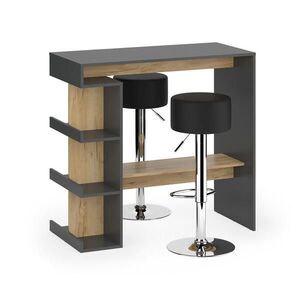 Vicco SÚPRAVA BAROVÉHO STOLA Dana Antracit/zlatý dub 108 x 50 cm s 2 barovými stoličkami vyobraziť