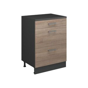 Vicco KUCHYNSKÁ SKRIŇA PRE ŠIKMÉ STRECHY R-Line, Sonoma, 60 cm bez sklonu s 3 zásuvkami vyobraziť