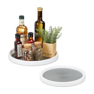 Relaxdays PODNOS Biela sivá 2-dielna sada otočný plast protišmykový 30 cm vyobraziť