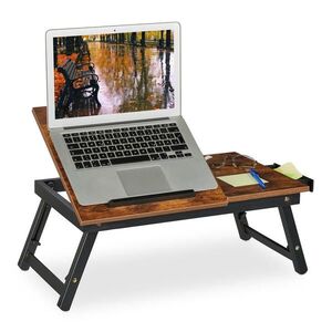 Relaxdays STOLÍK tmavohnedý čierny bambus 55x35 cm vyobraziť