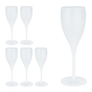 Relaxdays POHÁRE NA SEKT Biela 6-dielna-sada plast vyobraziť