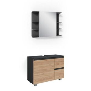 Vicco SÚPRAVA KÚPEĽŇOVÉHO NÁBYTKU J-Shape, antracitová/Dub Goldkraft, 2-dielna vyobraziť