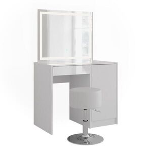 Vicco TOALETNÝ STOLÍK Sherry Biela/biela s vysokým leskom 89.8 cm s LED zrkadlom a stoličkou vyobraziť