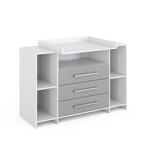 Vicco PREBAĽOVACÍ PULT Oskar Biela/sivá 143 x 100 cm XL so zásuvkami vyobraziť
