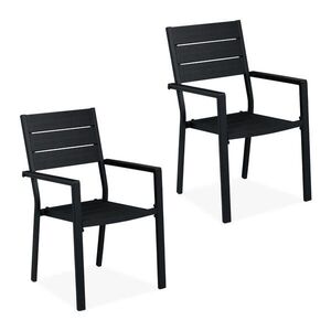 Relaxdays ZÁHRADNÉKRESLO Čierne 2-dielna-sada oceľ HDPE s podrúčkami vyobraziť