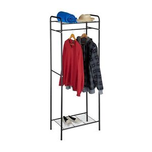 Relaxdays VEŠIAK Čierny kovový s 2 policami 166 cm vyobraziť