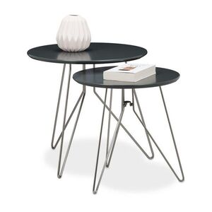 Relaxdays PRÍRUČNÝ STOLÍK Drevodekor Niklová 2-dielny-Set MDF kov 48 cm vyobraziť