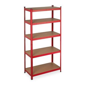 Relaxdays REGÁL Červený bez skrutiek oceľ MDF 5 políc 180 cm vyobraziť
