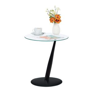 Relaxdays STOLÍK čierny transparentný sklo oceľ H 49 cm vyobraziť