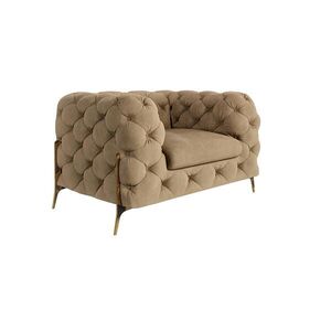 S-Style CHESTERFIELD KRESLO Lexi v béžovej farbe so zlatými nohami vyobraziť