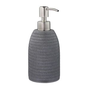 Relaxdays DÁVKOVAČ na mydlo Sivý polyresin vrúbkovaný nerezová pumpička 300 ml vyobraziť